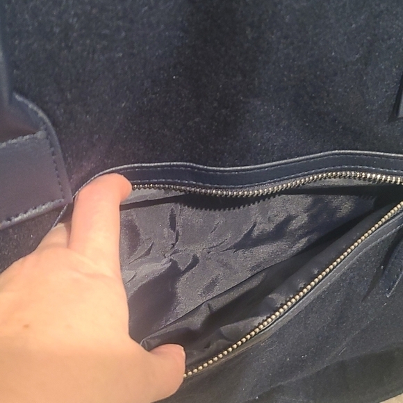 Nwot DSW Navy Blue Felt Weekender Bag - Picture 2 of 7